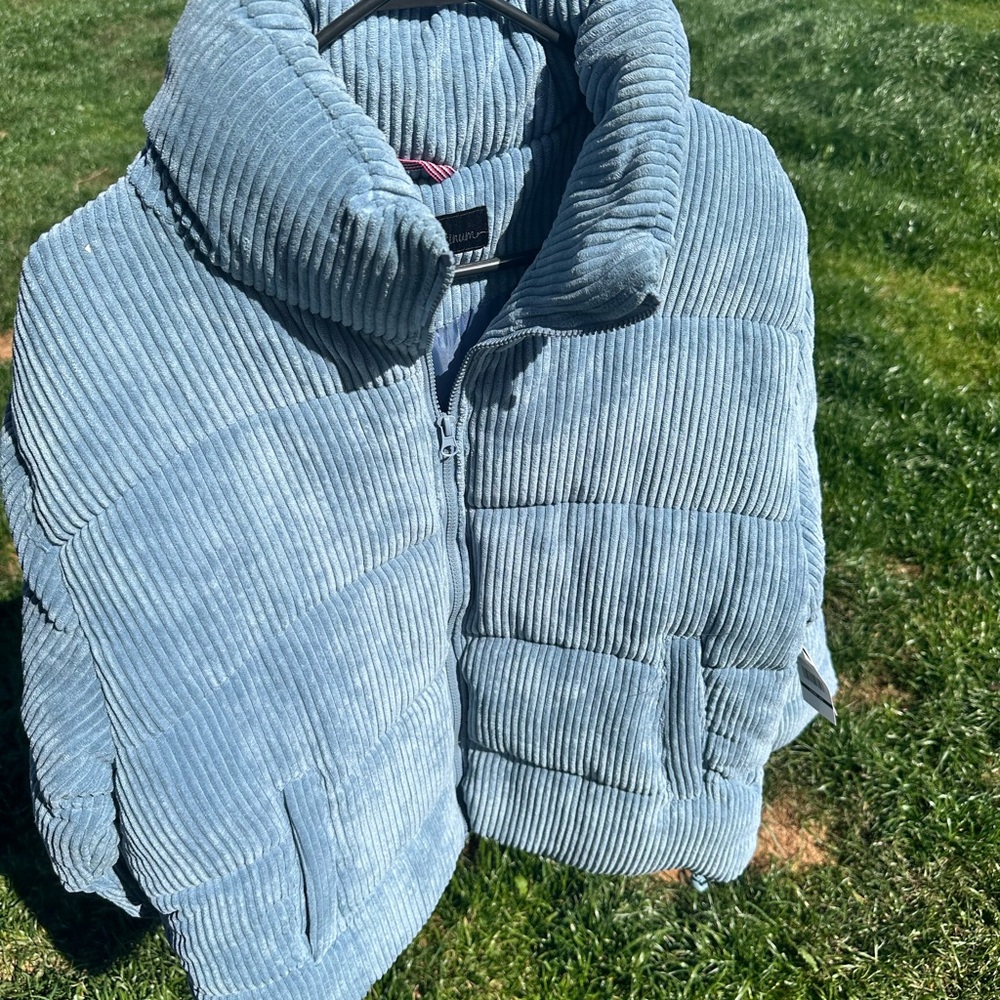Baby Blue Corduroy Puffer Jacket - Picture 4 of 5
